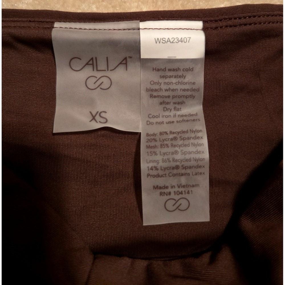 Calia Shirred V Front High Rise Swim Bottom Womens XS Coffee Grounds NWT - Picture 5 of 8